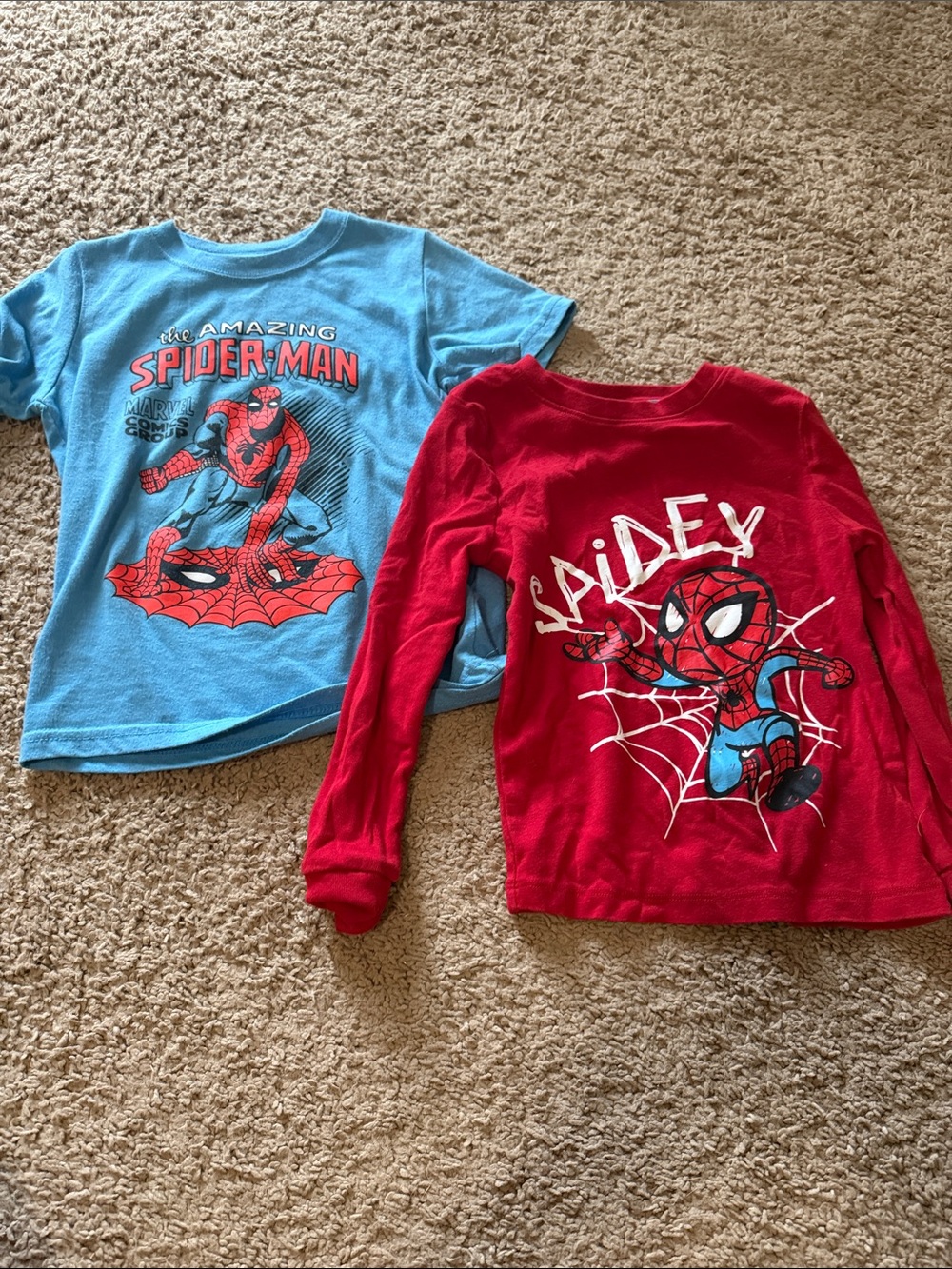H&M Red Kids Spider-Man Graphic Tee with Light Blue Trim